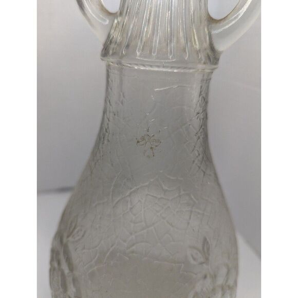 Set of 3 White House Vinegar Glass Crackling & Cabbage Rose Decanter Bottle - Picture 12 of 12